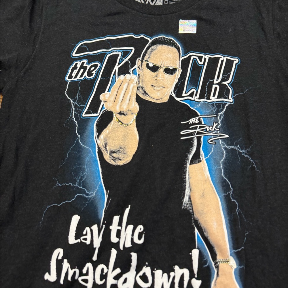 WWE Authentic Rock Black Tee - Picture 4 of 5